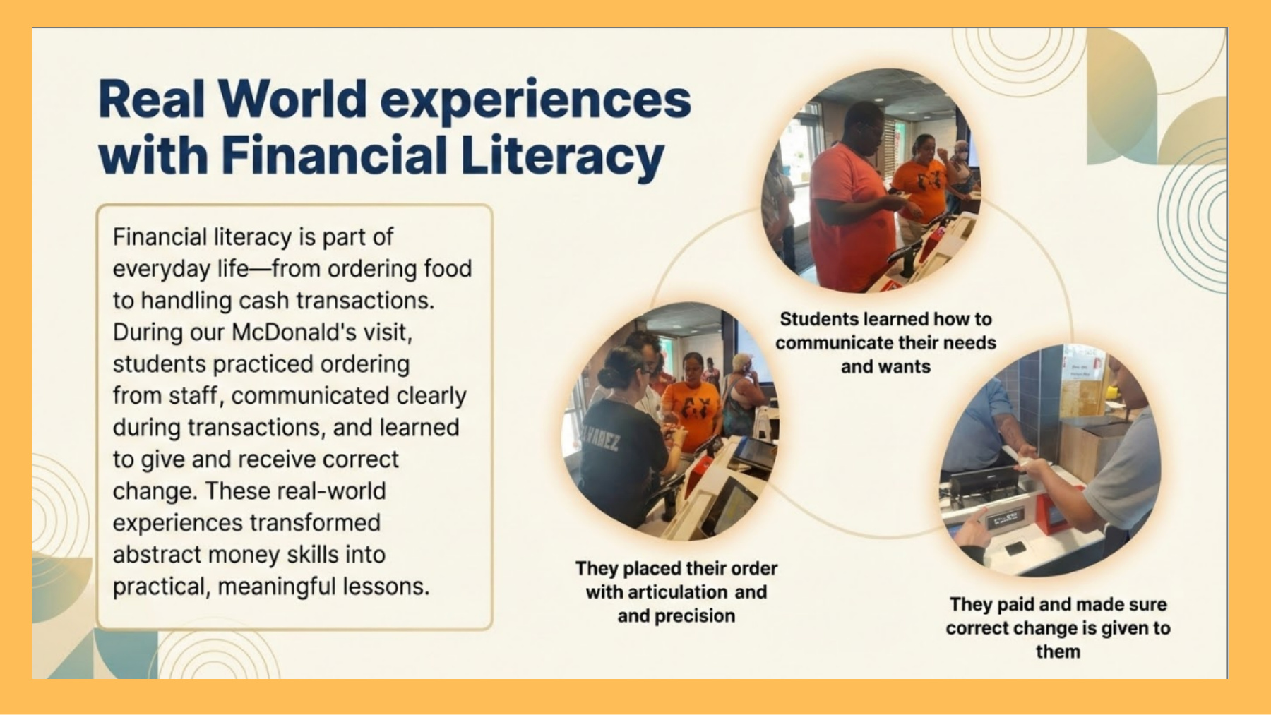 Financial literacy portfolio page