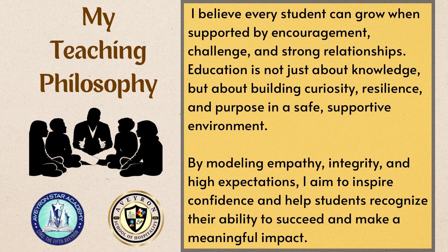 Teaching philosophy portfolio page
