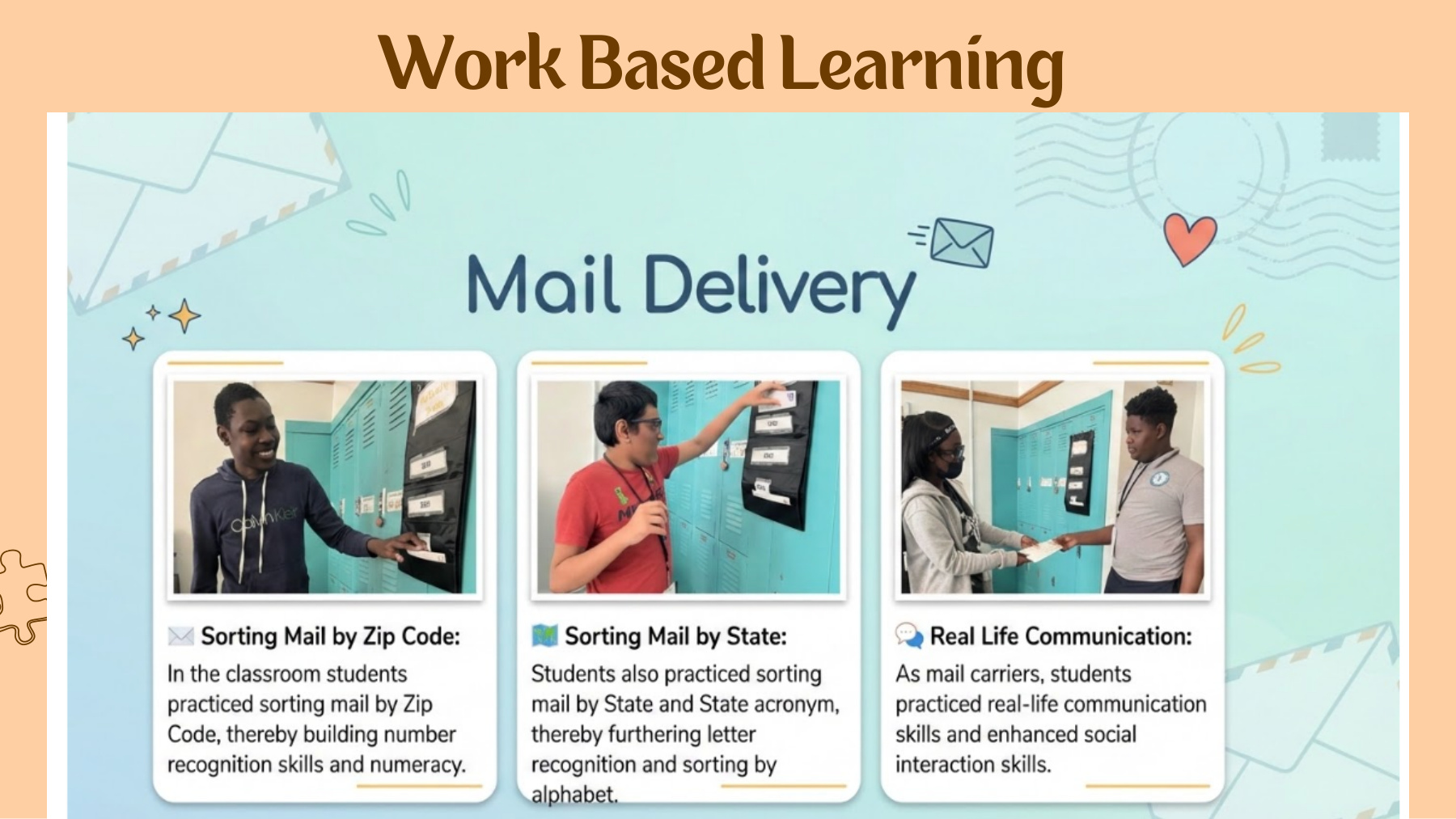 Mail delivery work-based learning portfolio page