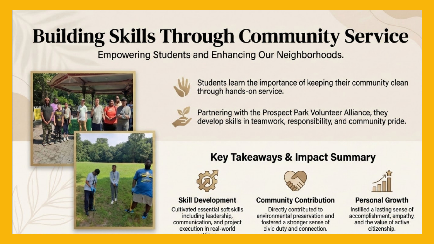 Community service portfolio page